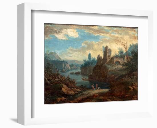 Landscape with Ruins and Fishermen (B/C on Paper)-Paul Sandby-Framed Giclee Print