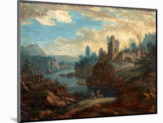 Landscape with Ruins and Fishermen (B/C on Paper)-Paul Sandby-Mounted Giclee Print