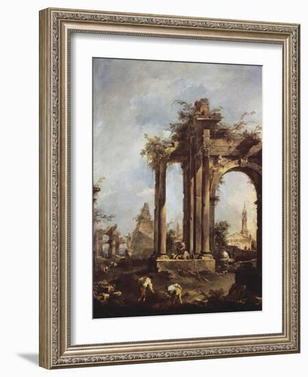 Landscape with Ruins-Francesco Guardi-Framed Giclee Print