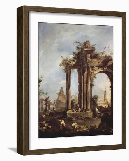 Landscape with Ruins-Francesco Guardi-Framed Giclee Print