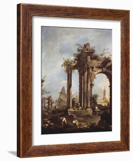 Landscape with Ruins-Francesco Guardi-Framed Giclee Print