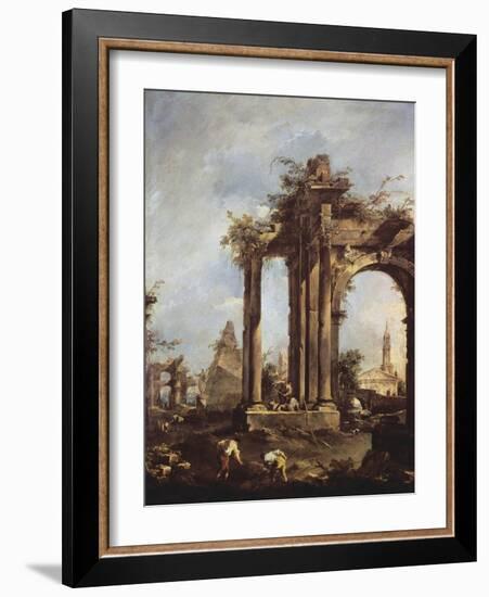 Landscape with Ruins-Francesco Guardi-Framed Giclee Print