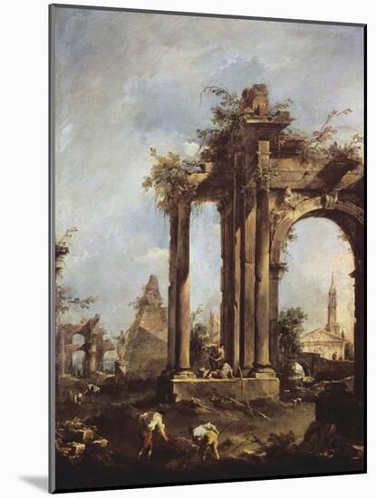 Landscape with Ruins-Francesco Guardi-Mounted Giclee Print