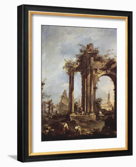 Landscape with Ruins-Francesco Guardi-Framed Giclee Print