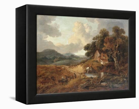 Landscape with Rustics and Donkeys on a Path-Thomas Gainsborough-Framed Premier Image Canvas