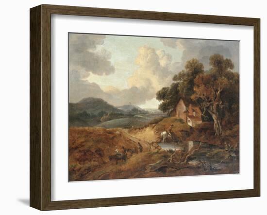 Landscape with Rustics and Donkeys on a Path-Thomas Gainsborough-Framed Giclee Print