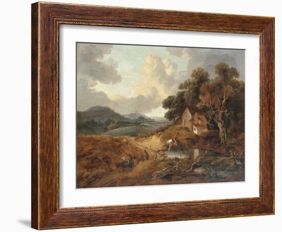 Landscape with Rustics and Donkeys on a Path-Thomas Gainsborough-Framed Giclee Print