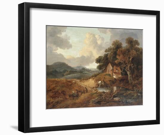 Landscape with Rustics and Donkeys on a Path-Thomas Gainsborough-Framed Giclee Print