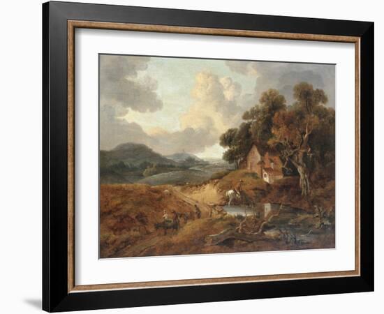 Landscape with Rustics and Donkeys on a Path-Thomas Gainsborough-Framed Giclee Print