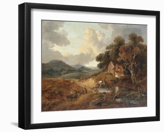 Landscape with Rustics and Donkeys on a Path-Thomas Gainsborough-Framed Giclee Print