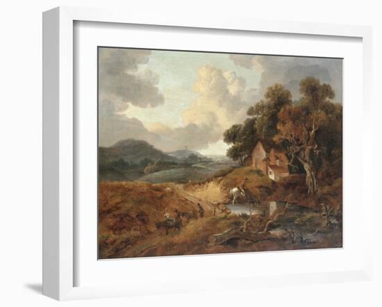 Landscape with Rustics and Donkeys on a Path-Thomas Gainsborough-Framed Giclee Print