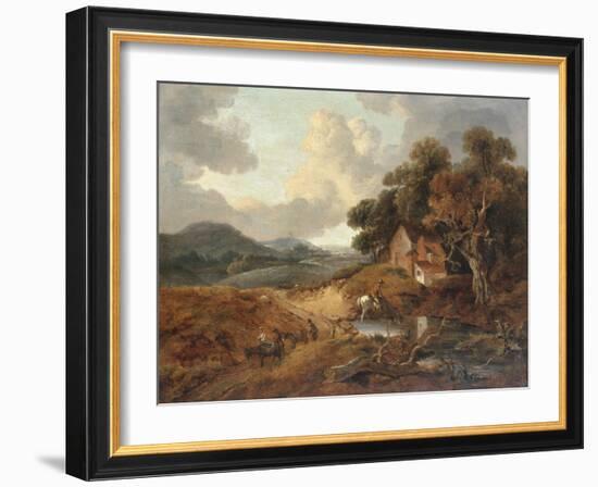 Landscape with Rustics and Donkeys on a Path-Thomas Gainsborough-Framed Giclee Print