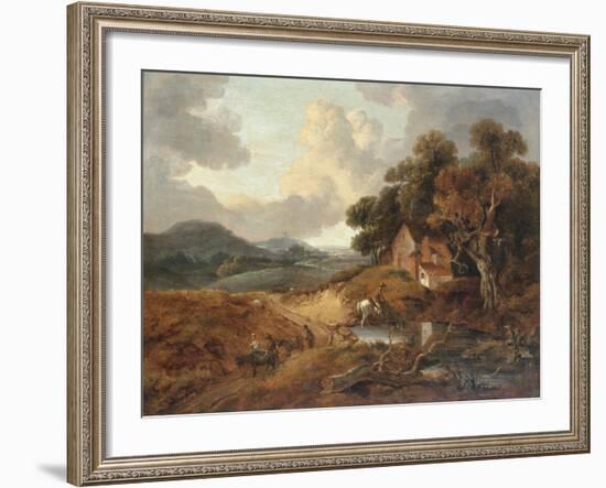 Landscape with Rustics and Donkeys on a Path-Thomas Gainsborough-Framed Giclee Print