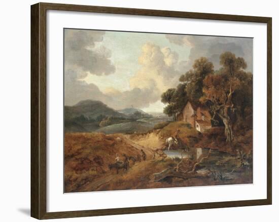 Landscape with Rustics and Donkeys on a Path-Thomas Gainsborough-Framed Giclee Print