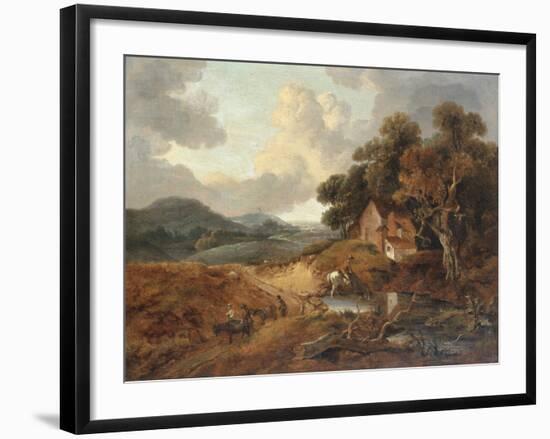 Landscape with Rustics and Donkeys on a Path-Thomas Gainsborough-Framed Giclee Print