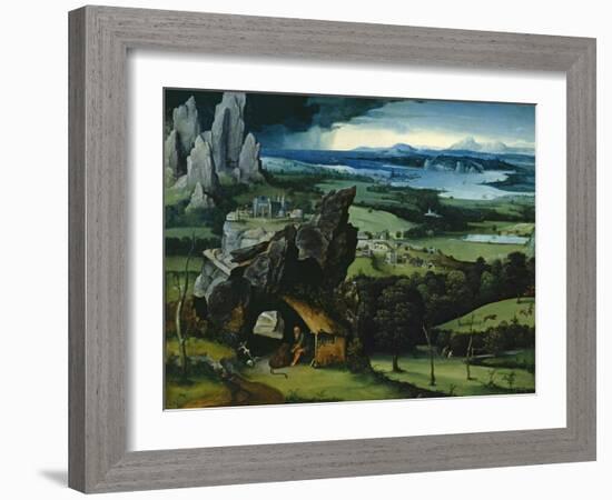 Landscape with Saint Jerome, 1516-1517-Joachim Patenir-Framed Giclee Print