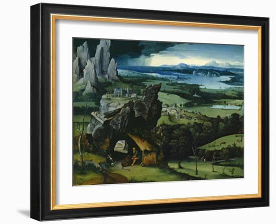 Landscape with Saint Jerome, 1516-1517-Joachim Patenir-Framed Giclee Print