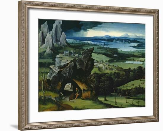 Landscape with Saint Jerome, 1516-1517-Joachim Patenir-Framed Giclee Print