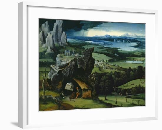 Landscape with Saint Jerome, 1516-1517-Joachim Patenir-Framed Giclee Print