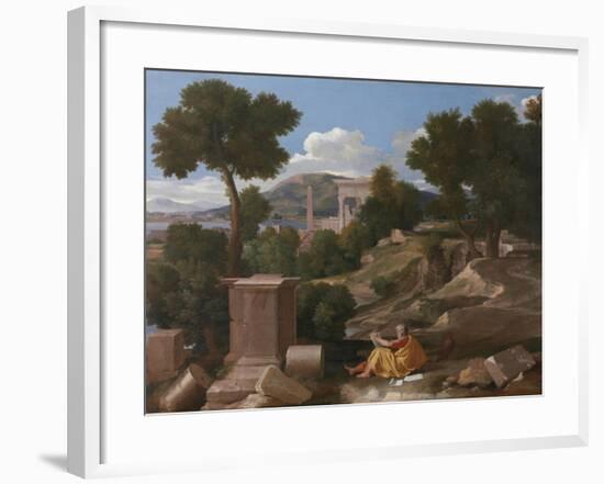 Landscape with Saint John on Patmos, 1640-Nicolas Poussin-Framed Giclee Print