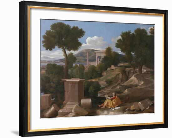 Landscape with Saint John on Patmos, 1640-Nicolas Poussin-Framed Giclee Print