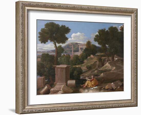 Landscape with Saint John on Patmos, 1640-Nicolas Poussin-Framed Giclee Print