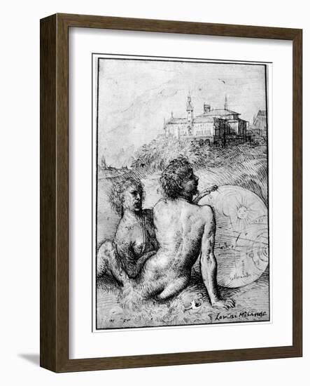 Landscape with Satyrs, C1512-Titian (Tiziano Vecelli)-Framed Giclee Print