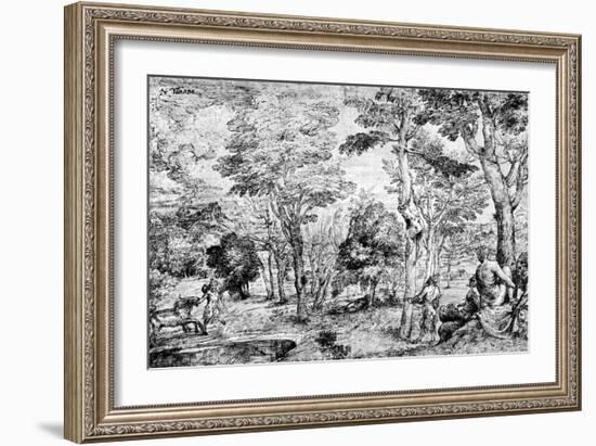 Landscape with Satyrs, C1530-1540-Titian (Tiziano Vecelli)-Framed Giclee Print