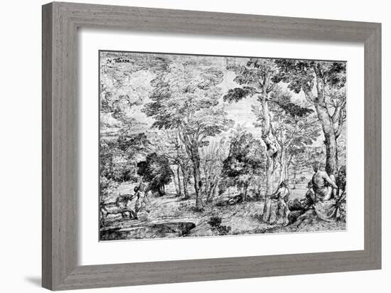 Landscape with Satyrs, C1530-1540-Titian (Tiziano Vecelli)-Framed Giclee Print