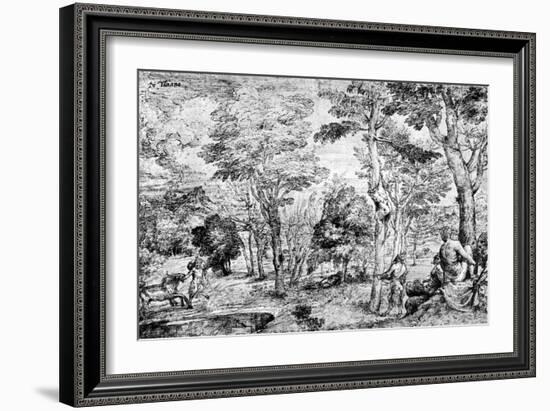 Landscape with Satyrs, C1530-1540-Titian (Tiziano Vecelli)-Framed Giclee Print