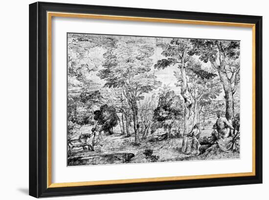 Landscape with Satyrs, C1530-1540-Titian (Tiziano Vecelli)-Framed Giclee Print