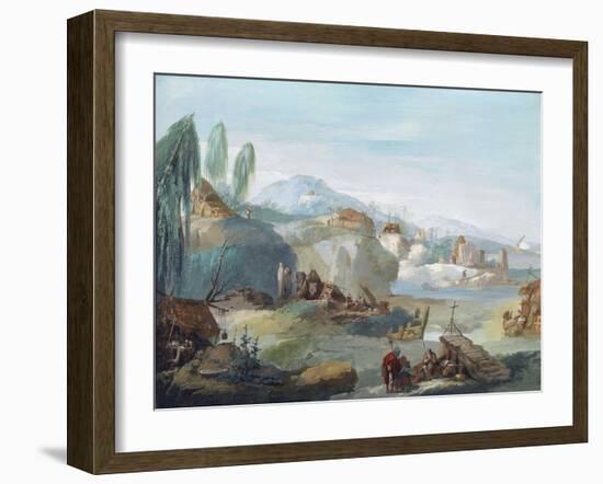 Landscape with Scenes from the Latin Epic Poem the Thebaid-Giuseppe Bernardino Bison-Framed Giclee Print