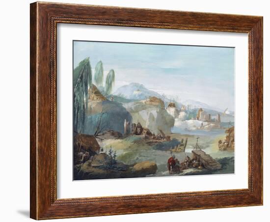 Landscape with Scenes from the Latin Epic Poem the Thebaid-Giuseppe Bernardino Bison-Framed Giclee Print