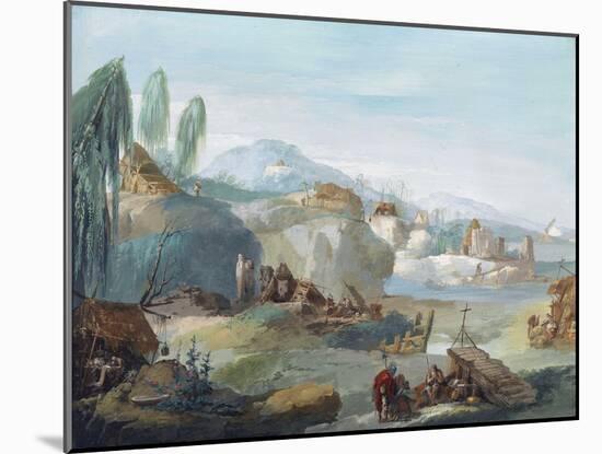 Landscape with Scenes from the Latin Epic Poem the Thebaid-Giuseppe Bernardino Bison-Mounted Giclee Print