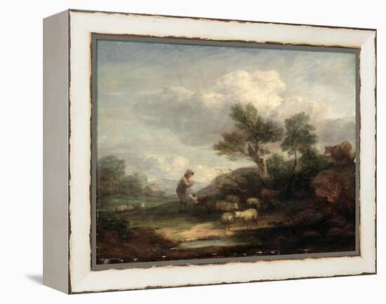 Landscape with Sheep-Thomas Gainsborough-Framed Premier Image Canvas