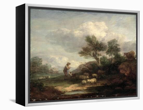 Landscape with Sheep-Thomas Gainsborough-Framed Premier Image Canvas