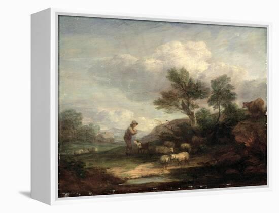 Landscape with Sheep-Thomas Gainsborough-Framed Premier Image Canvas