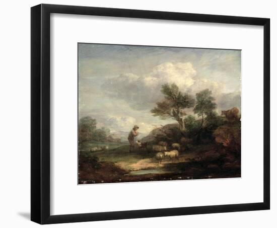 Landscape with Sheep-Thomas Gainsborough-Framed Giclee Print