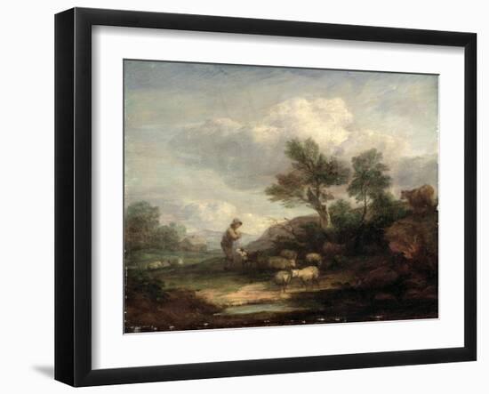 Landscape with Sheep-Thomas Gainsborough-Framed Giclee Print