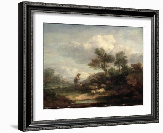 Landscape with Sheep-Thomas Gainsborough-Framed Giclee Print