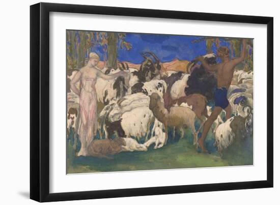 Landscape With Shepherds Daphnis And Chloé-Leon Bakst-Framed Premium Giclee Print