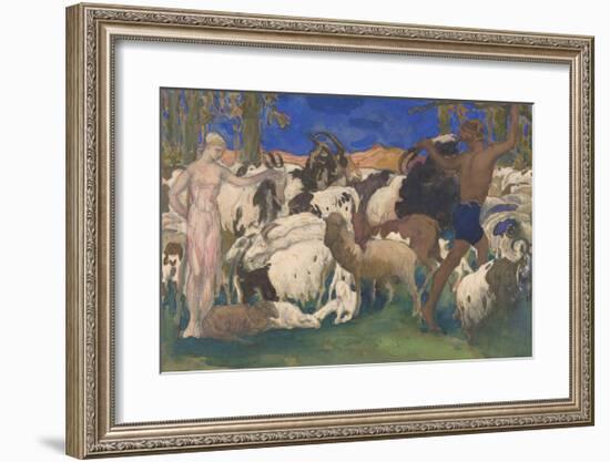 Landscape With Shepherds Daphnis And Chloé-Leon Bakst-Framed Premium Giclee Print