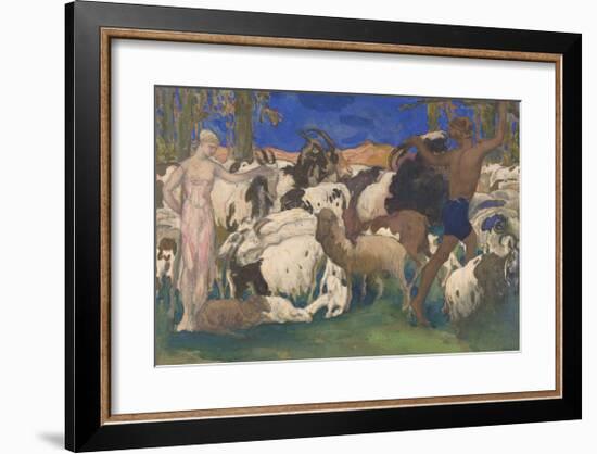 Landscape With Shepherds Daphnis And Chloé-Leon Bakst-Framed Premium Giclee Print