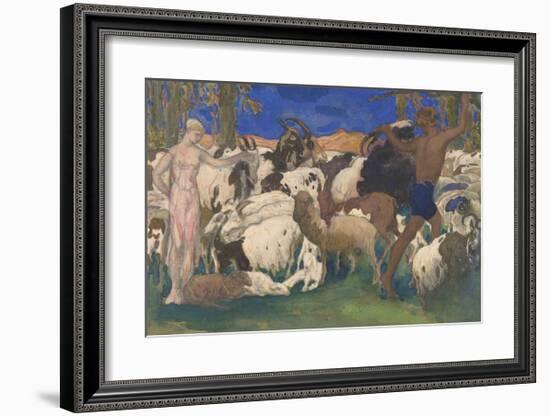 Landscape With Shepherds Daphnis And Chloé-Leon Bakst-Framed Premium Giclee Print