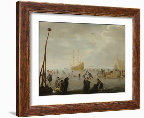 Landscape with Skaters and Sleighs-Barent Avercamp-Framed Giclee Print