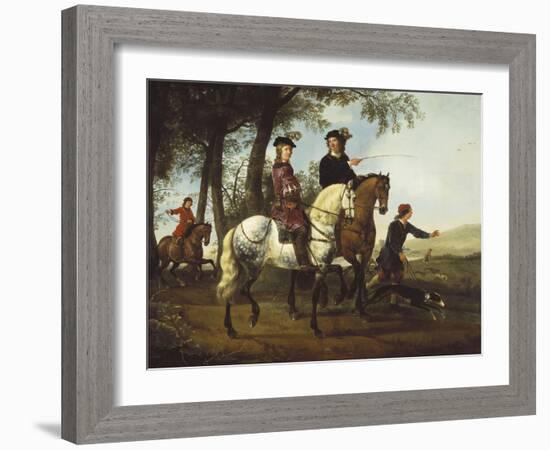 Landscape with Sportsmen Setting Out For the Hunt, c.Early 1650S-Aelbert Cuyp-Framed Giclee Print