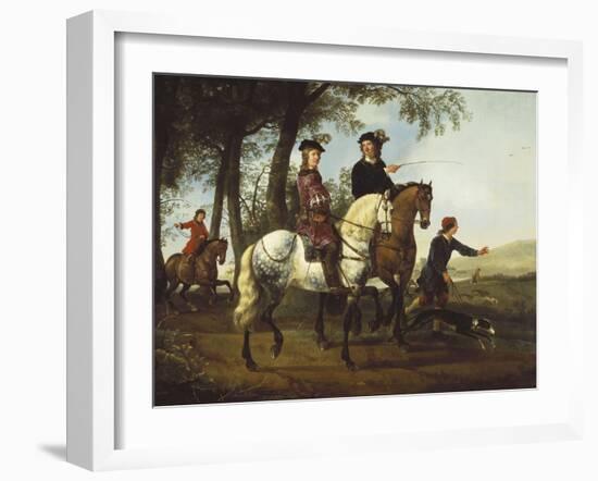 Landscape with Sportsmen Setting Out For the Hunt, c.Early 1650S-Aelbert Cuyp-Framed Giclee Print