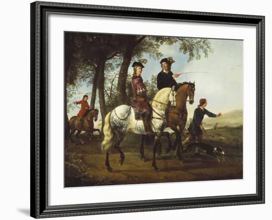 Landscape with Sportsmen Setting Out For the Hunt, c.Early 1650S-Aelbert Cuyp-Framed Giclee Print