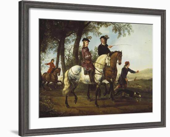 Landscape with Sportsmen Setting Out For the Hunt, c.Early 1650S-Aelbert Cuyp-Framed Giclee Print