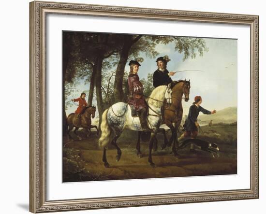 Landscape with Sportsmen Setting Out For the Hunt, c.Early 1650S-Aelbert Cuyp-Framed Giclee Print